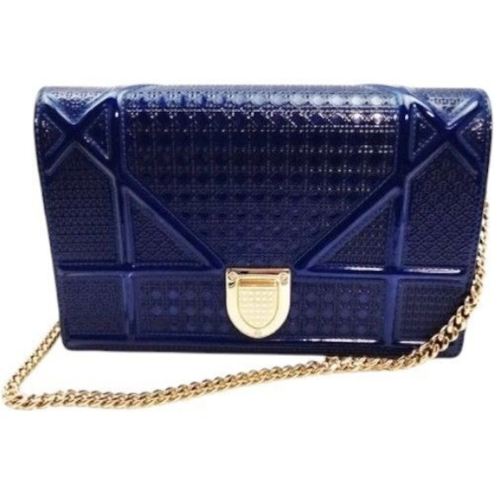 (S6) Christian Dior Crossbody Bag Blue Leather